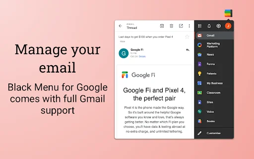 Black Menu for Google: Mabilis na Access sa Apps – I-download - Screenshot 2