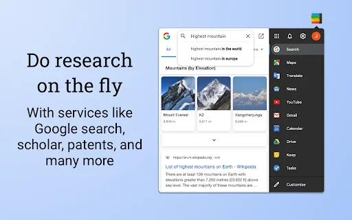 Black Menu for Google: Mabilis na Access sa Apps – I-download - Screenshot 1